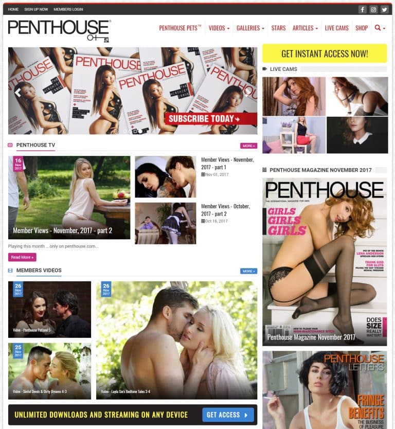 Penthouse.com membership site homepage, designed and built by Wyldesites